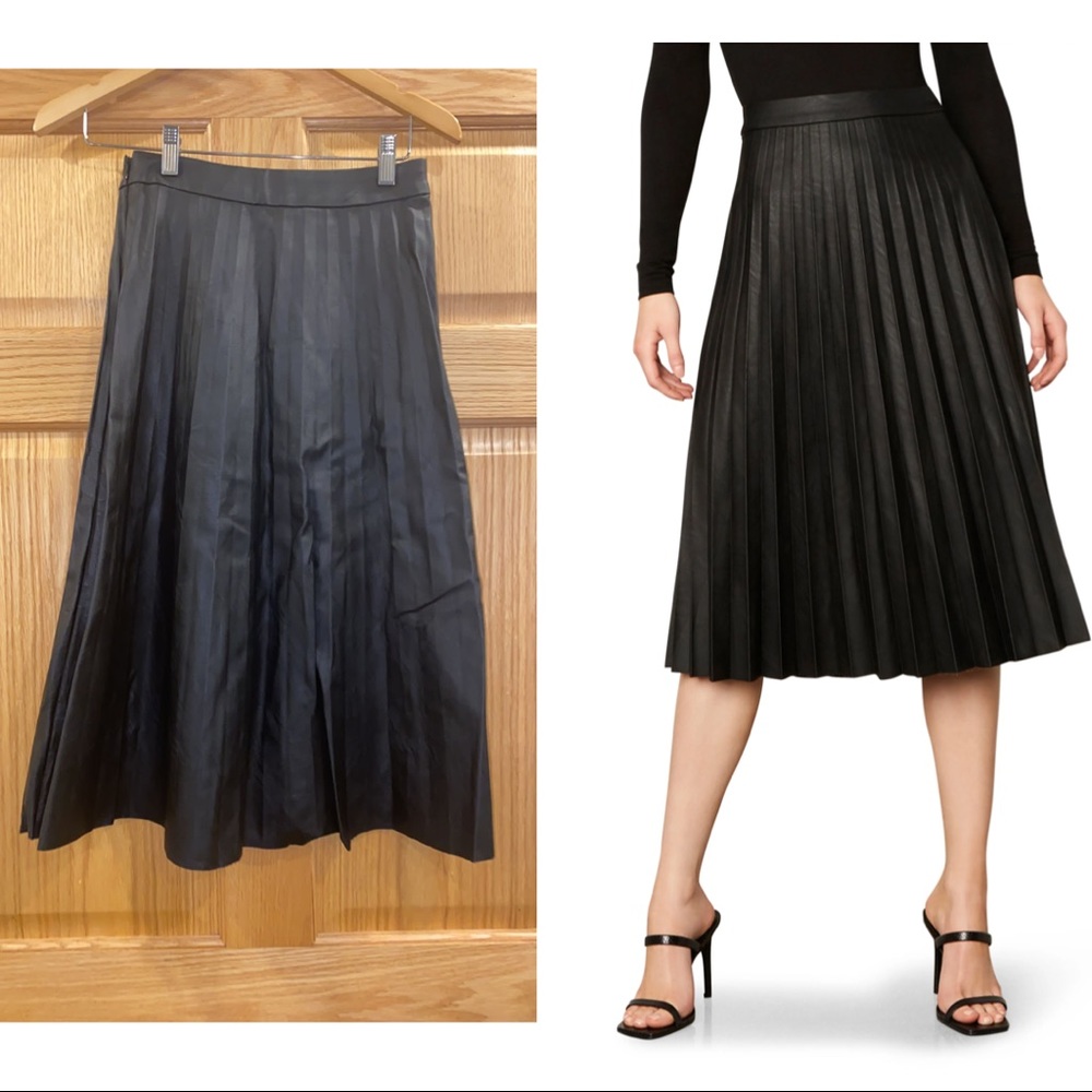 Cupcakes and Cashmere Carole Womens Faux Leather Pleated A-Line Skirt - Picture 1 of 8